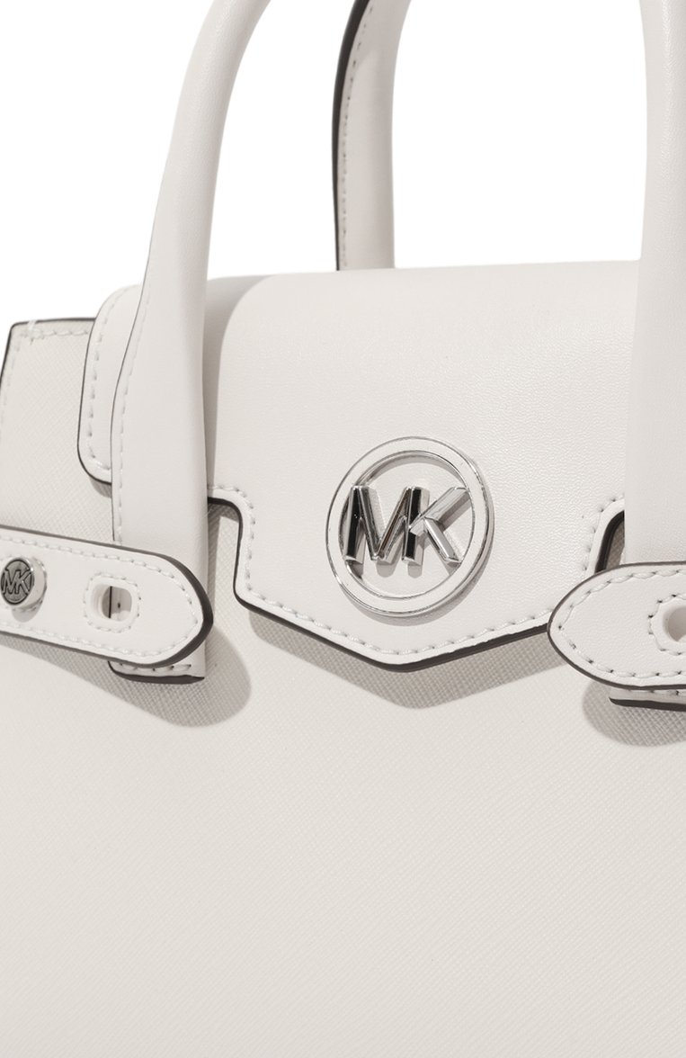 Женская сумка carmen MICHAEL MICHAEL KORS белого цвета, арт. 35S2SNMS5L | Фото 3 (Размер: small; Ремень/цепочка: На ремешке; Сумки-технические: Сумки top-handle; Материал: Экокожа)