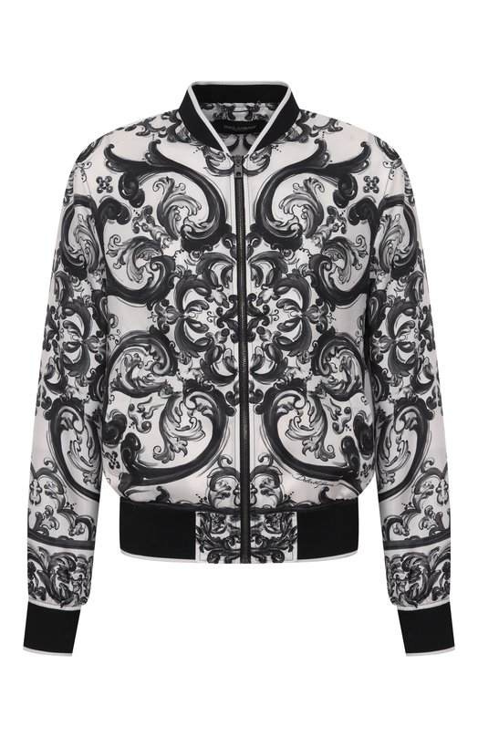 Шелковый бомбер Dolce & Gabbana G9BLZT/HI1S6 Чёрно-белый G9BLZT/HI1S6