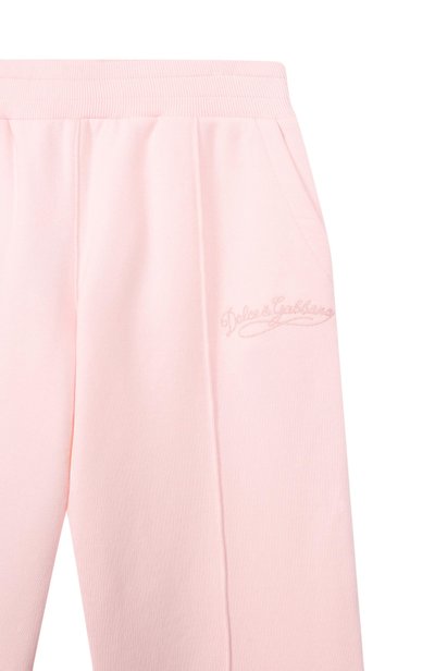 Хлопковые брюки DOLCE & GABBANA светло-розового цвета по цене 39350 руб., арт. L5JPE3/G7QNV, фото 3 Хлопковые брюки DOLCE & GABBANA, арт. L5JPE3/G7QNV, фото 3