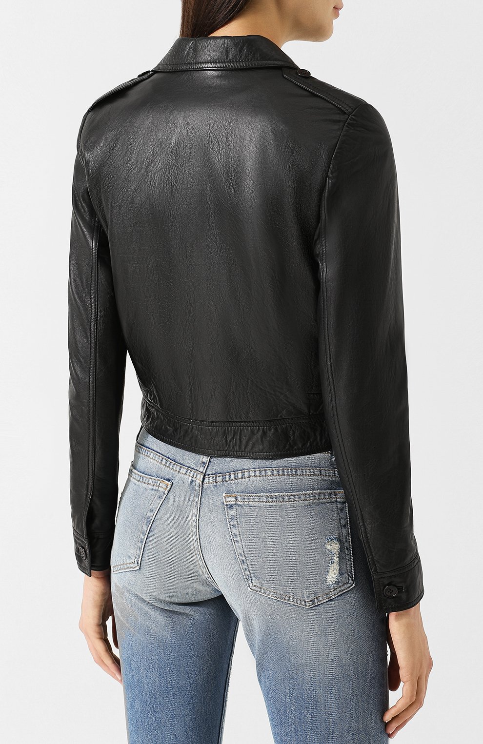Укороченная кожаная куртка на пуговицах SAINT LAURENT, арт. 534954/Y5QQ2, фото 4