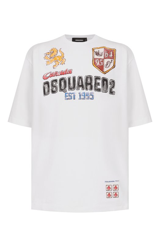 Хлопковая футболка Dsquared2 S74GD1437/S24583 Белый S74GD1437/S24583
