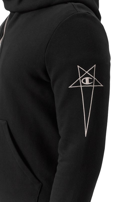 Хлопковая толстовка Rick Owens x Champion Rick Owens CM01E1665/CHFE Чёрный  CM01E1665/CHFE Фото 5