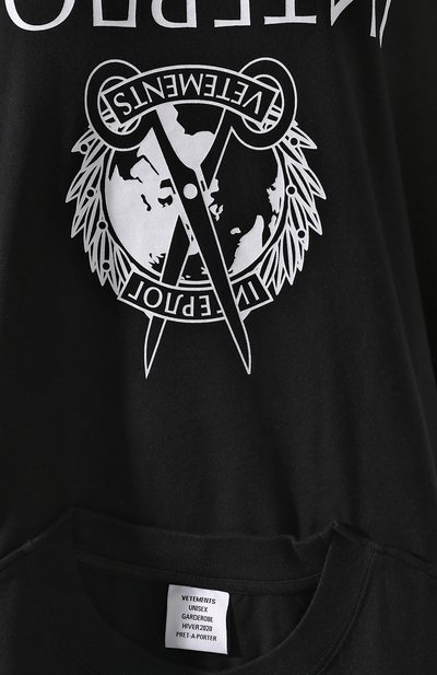 Хлопковое платье VETEMENTS черного цвета по цене 76350 руб., арт. UAH20TR922/W, фото 5 Хлопковое платье VETEMENTS, арт. UAH20TR922/W, фото 5