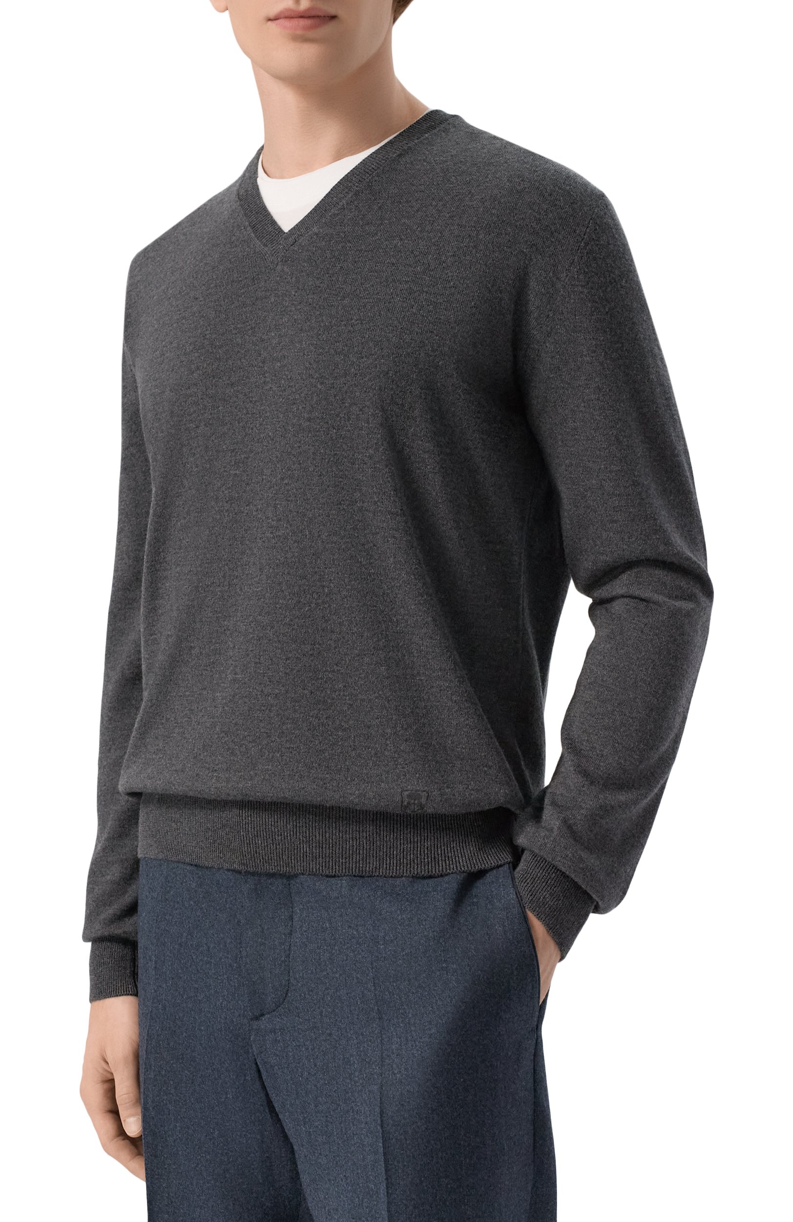 Шерстяной пуловер CORNELIANI темно-серого цвета по цене 47250 руб., арт. 28M501/2A25100, фото 3 Шерстяной пуловер CORNELIANI, арт. 28M501/2A25100, фото 3