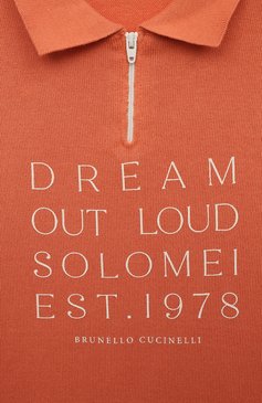 Детское хлопковое поло BRUNELLO CUCINELLI оранжевого цвета, арт. B29M13175B | Фото 3 (Региональные ограничения белый список (Axapta Mercury): Не проставлено; Материал сплава: Проставлено; Нос: Не проставлено; Материал внешний: Хлопок)