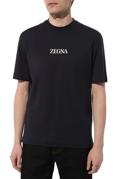 Мужская хлопковая футболка ZEGNA темно-синего цвета, арт. UD364A7/D777 | Фото 3 (Рукава: Короткие; Длина (для топов): Стандартные; Принт: С принтом; Материал сплава: Проставлено; Материал внешний: Хлопок; Драгоценные камни: Проставлено; Стили: Кэжуэл)