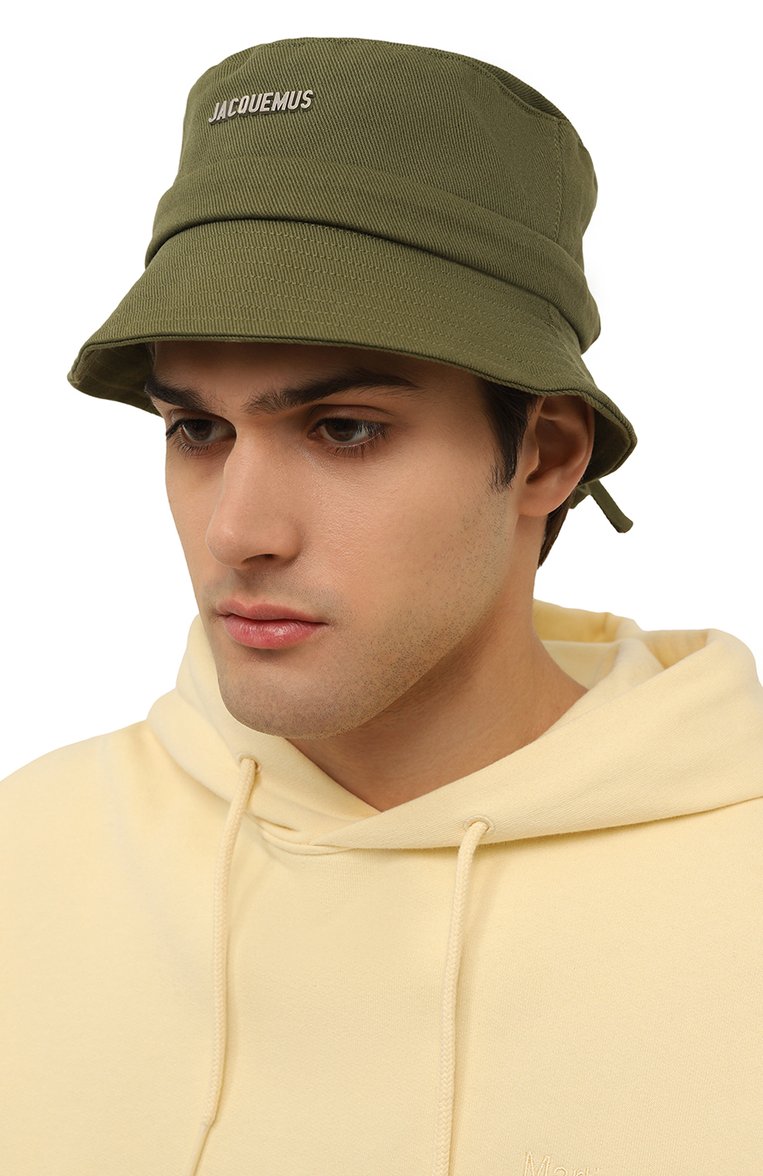 Мужская хлопковая панама JACQUEMUS хаки цвета, арт. 22H/223AC001-5012 | Фото 2 (Нос: Не проставлено; Материал: Хлопок, Текстиль)