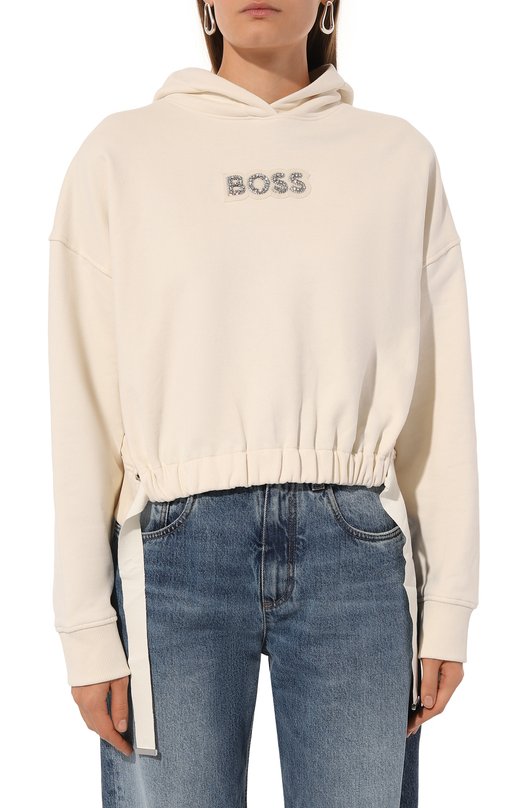 Хлопковое худи BOSS Orange 50528690 Кремовый  50528690 Фото 3