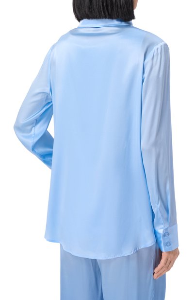 Атласная блузка MAX AND MOI голубого цвета по цене 42100 руб., арт. H23LEVY, фото 4 Атласная блузка MAX AND MOI, арт. H23LEVY, фото 4