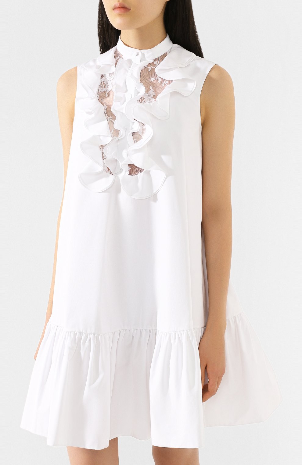 Хлопковое платье ALEXANDER MCQUEEN белого цвета по цене 167000 руб., арт. 609653/QAAAD, фото 3 Хлопковое платье ALEXANDER MCQUEEN, арт. 609653/QAAAD, фото 3