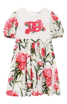 Детское хлопковое платье DOLCE & GABBANA белого цвета, арт. L5JD6K/G7I4R/8-14 | Фото 1 (Рукава: Короткие; Региональные ограничения белый список (Axapta Mercury): Не проставлено; Материал сплава: Проставлено; Нос: Не проставлено; Материал внешний: Хлопок; Драгоценные камни: Проставл�ено; Ростовка одежда: 10 - 11 лет | 140 - 146см, 12 лет | 152 см)