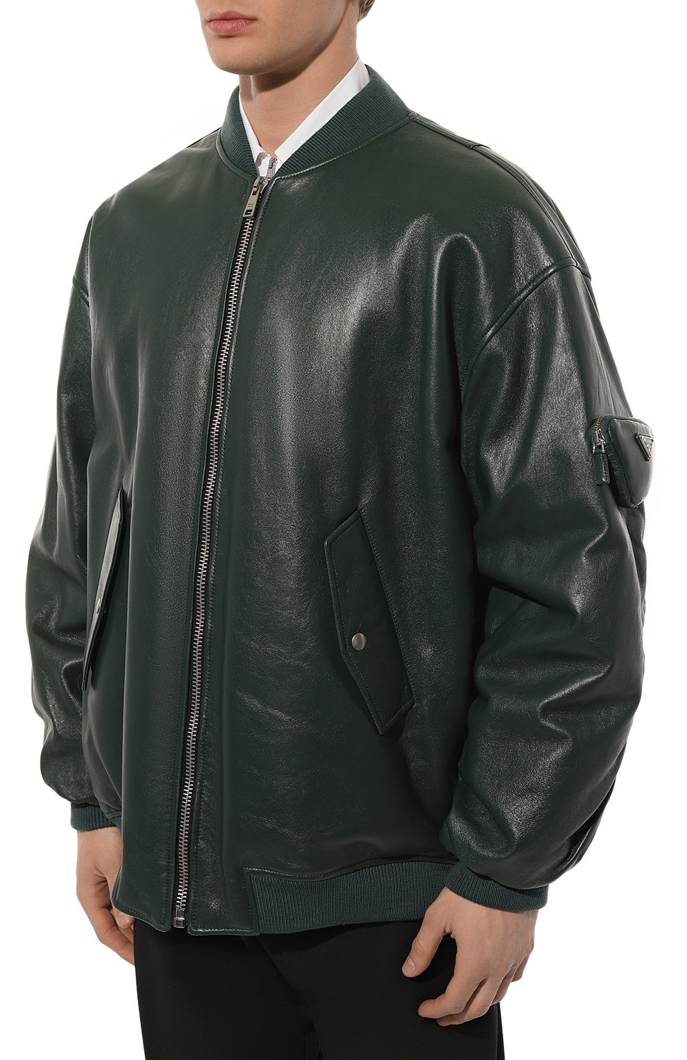 Кожаный бомбер PRADA, арт. UPS557-1ZFE-F0L76, фото 3