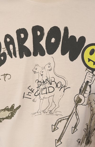 Хлопковая футболка BARROW кремового цвета по цене 12950 руб., арт. S4BWW0TH128, фото 5 Хлопковая футболка BARROW, арт. S4BWW0TH128, фото 5