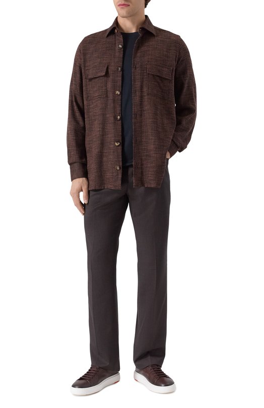 Шерстяные брюки Kiton UFPPERK0127H07 Коричневый  UFPPERK0127H07 Фото 2