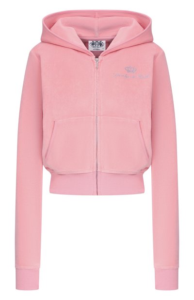 Женский хлопковая толстовка SPORTY AND RICH, арт. CA046716689PI07/JUICY SCRIPT VEL0UR ZIP H00DIE