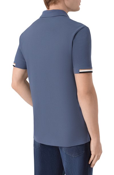 Хлопковое поло BOSS синего цвета по цене 19950 руб., арт. 50467113, фото 4 Хлопковое поло BOSS, арт. 50467113, фото 4