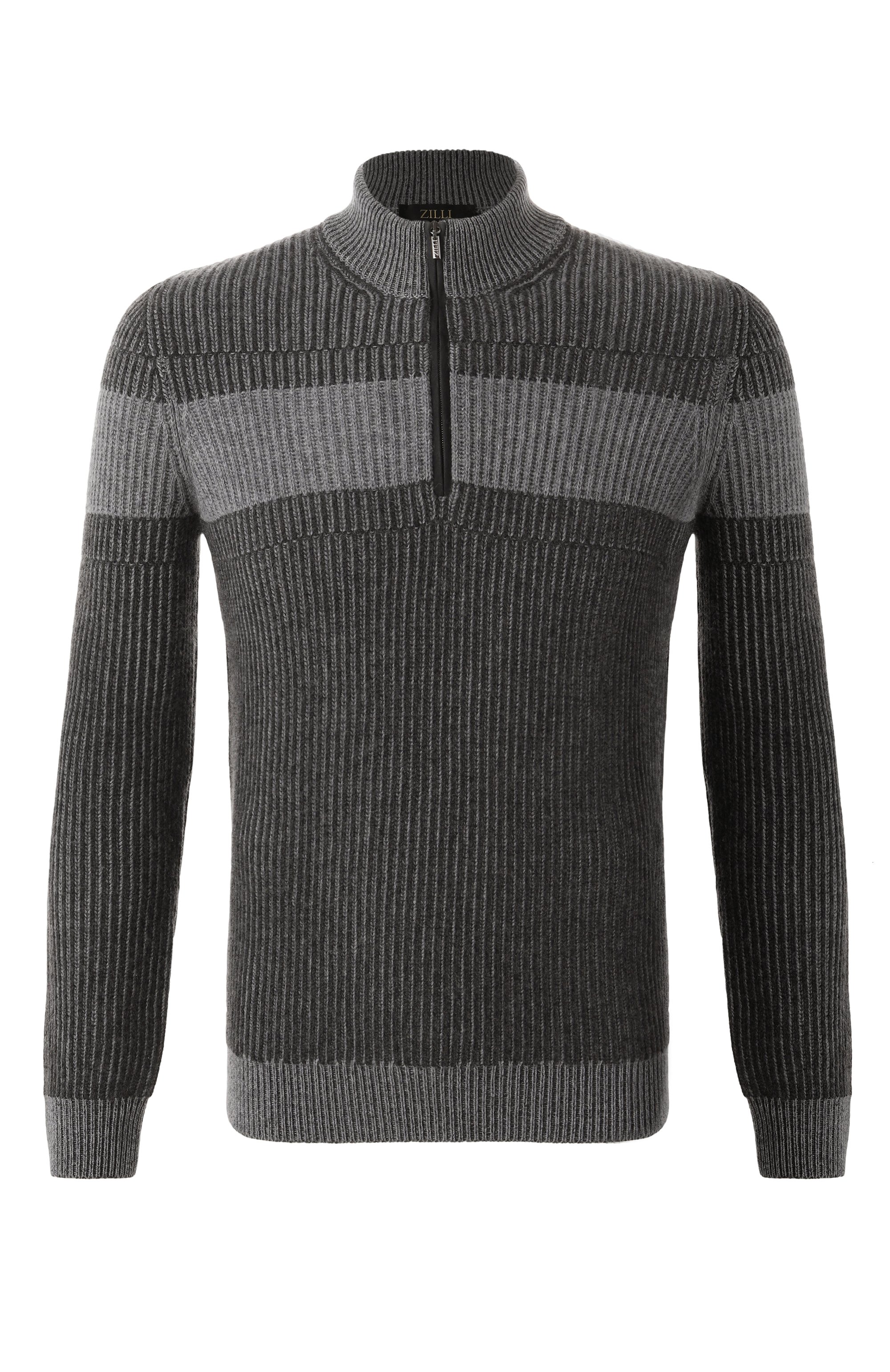Свитер из кашемира и шерсти ZILLI темно-серого цвета по цене 122500 руб., арт. KZMC01M0223VBIC00, фото 1 Свитер из кашемира и шерсти ZILLI, арт. KZMC01M0223VBIC00, фото 1