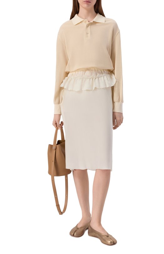 Кожаные балетки Tabi Maison Margiela S58WZ0127/P7453 Золотой  S58WZ0127/P7453 Фото 3