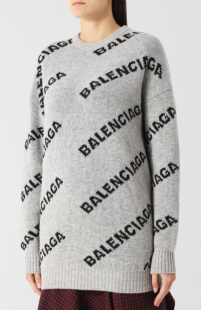 Шерстяной пуловер с круглым вырезом и логотипом бренда BALENCIAGA, арт. 529206/T1473, фото 3