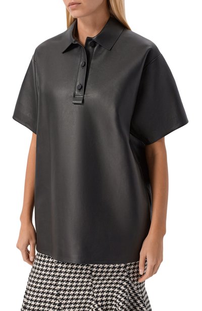 Кожаное поло MUGLER черного цвета по цене 257500 руб., арт. 26F9TS01269046, фото 3 Кожаное поло MUGLER, арт. 26F9TS01269046, фото 3