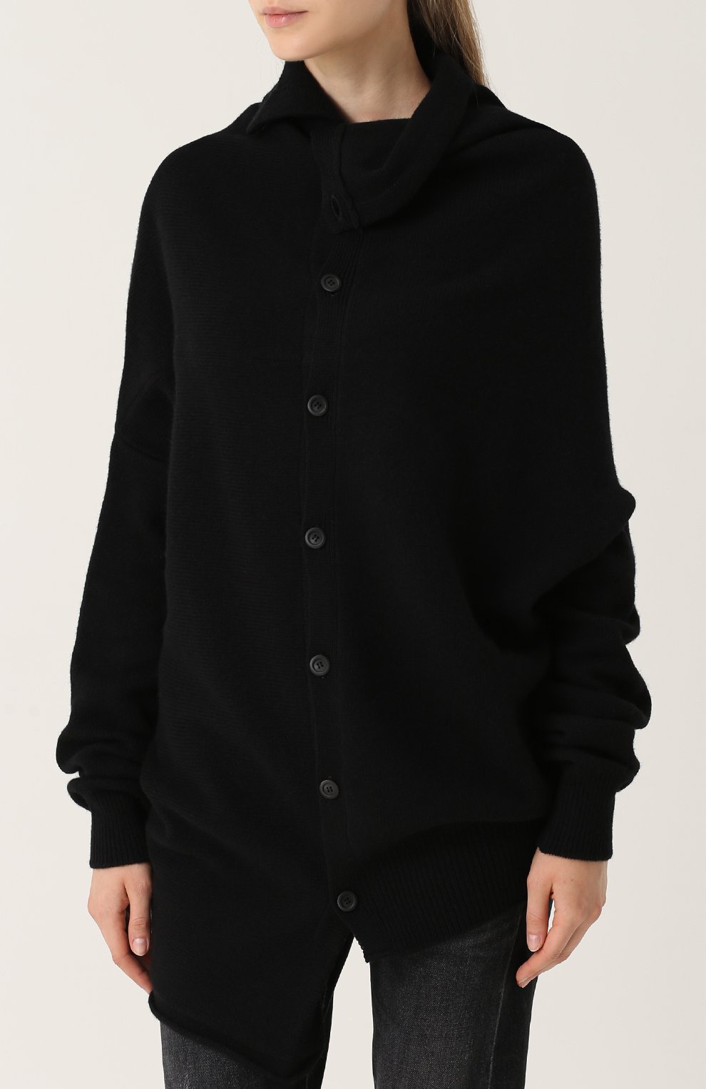 Шерстяной кардиган YOHJI YAMAMOTO черного цвета по цене 63850 руб., арт. YQ-K80-146, фото 3 Шерстяной кардиган YOHJI YAMAMOTO, арт. YQ-K80-146, фото 3