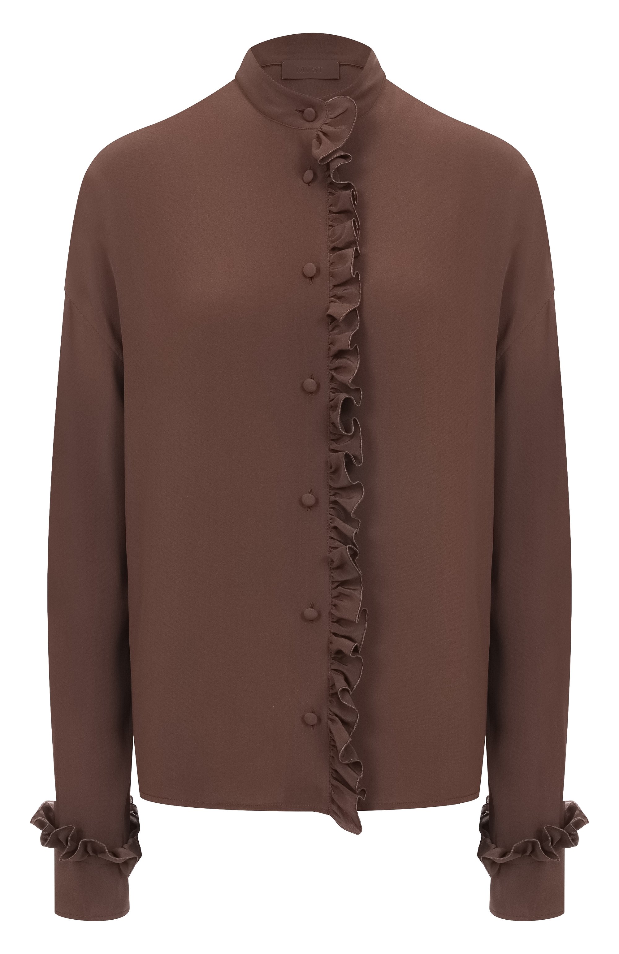 Шелковая блузка MVST коричневого цвета по цене 92500 руб., арт. M25.1PW.B001/R660, фото 1 Шелковая блузка MVST, арт. M25.1PW.B001/R660, фото 1
