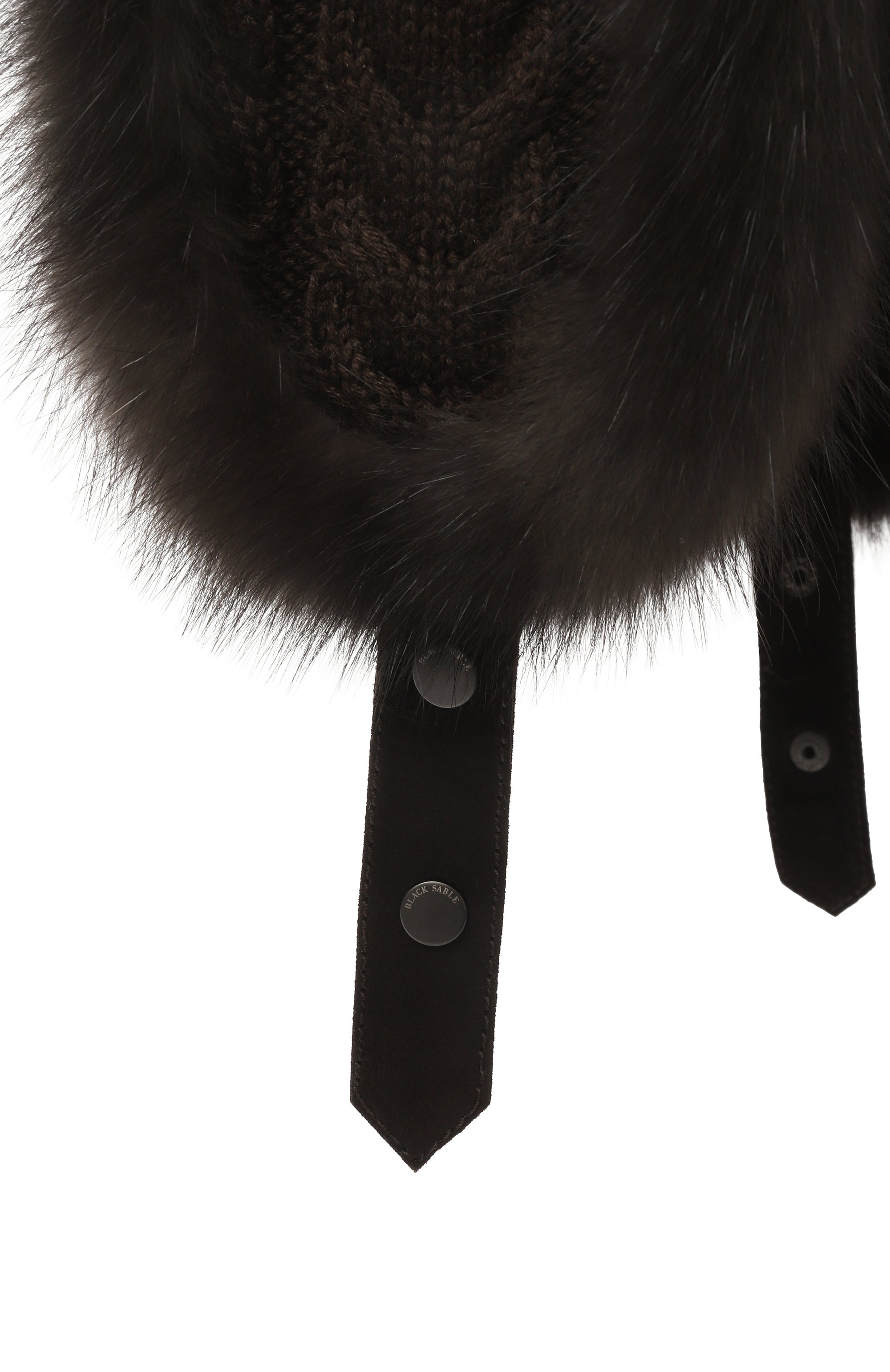 Кашемировая шапка-ушанка с мехом соболя BLACK SABLE, арт. BS-FHK-EB, фото 3