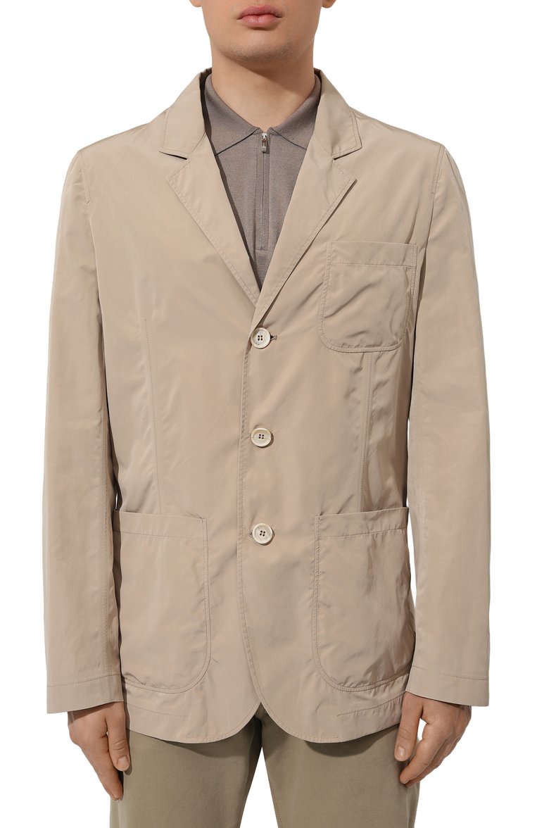 Мужская куртка BRUNELLO CUCINELLI бежевого цвета, арт. MD4796165 | Фото 3 (Рукава: Длинные; Материал внешний: Синтетический материал; Длина (верхняя одежда): Короткие; Кросс-КТ: Куртка, Ветровки, Легкие; Стили: Кэжуэл; Автоматизация ТО: Проставлено; Автоматизация состава: Проставлено)
