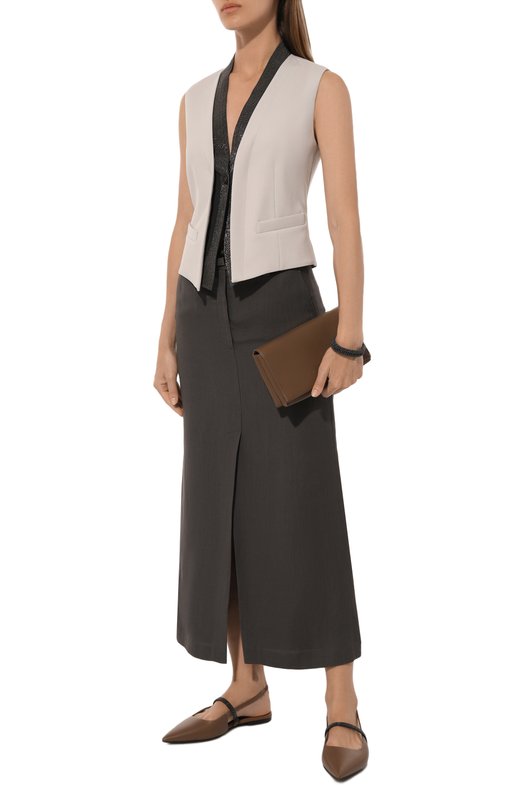 Кожаные балетки Brunello Cucinelli MZSKCB1289 Коричневый  MZSKCB1289 Фото 2