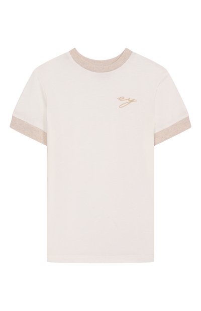 Хлопковая футболка ELEVENTY кремового цвета по цене 9195 руб., арт. EW8P21/Z1292/4-8, фото 1 Хлопковая футболка ELEVENTY, арт. EW8P21/Z1292/4-8, фото 1