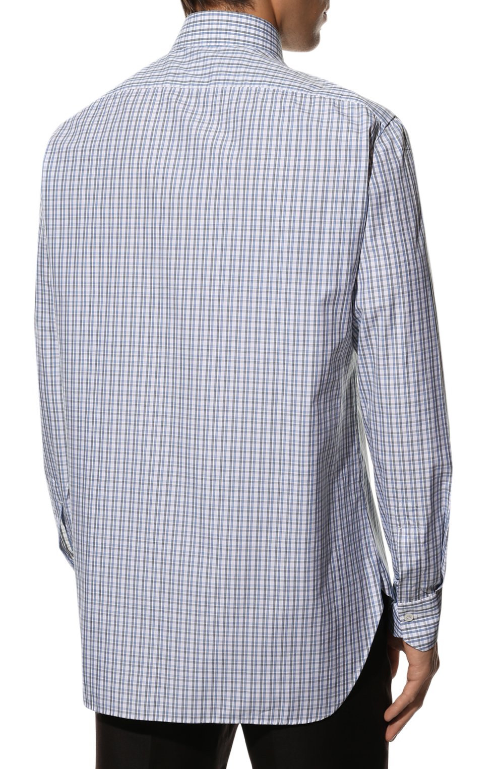 Хлопковая рубашка KITON синего цвета по цене 58700 руб., арт. UCIH0824610, фото 4 Хлопковая рубашка KITON, арт. UCIH0824610, фото 4