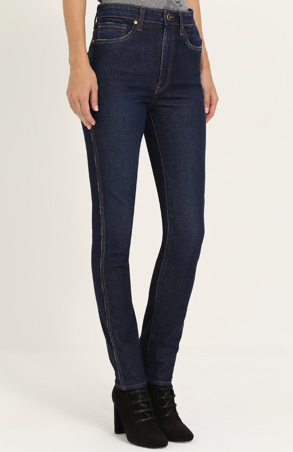 Джинсы прямого кроя с контрастной прострочкой KHAITE, арт. 1000-016/W901, фото 3