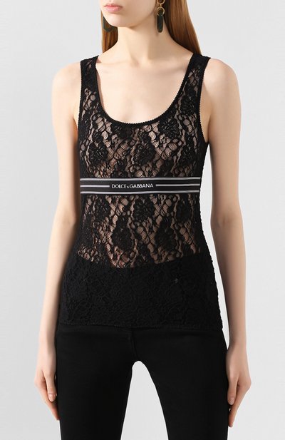 Топ DOLCE & GABBANA черного цвета по цене 62100 руб., арт. F74F6T/FLMPS, фото 3 Топ DOLCE & GABBANA, арт. F74F6T/FLMPS, фото 3