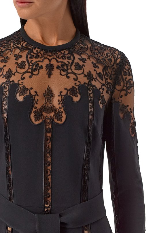 Платье изо льна и шелка Elie Saab D0815NP25/YAC07 Чёрный  D0815NP25/YAC07 Фото 5