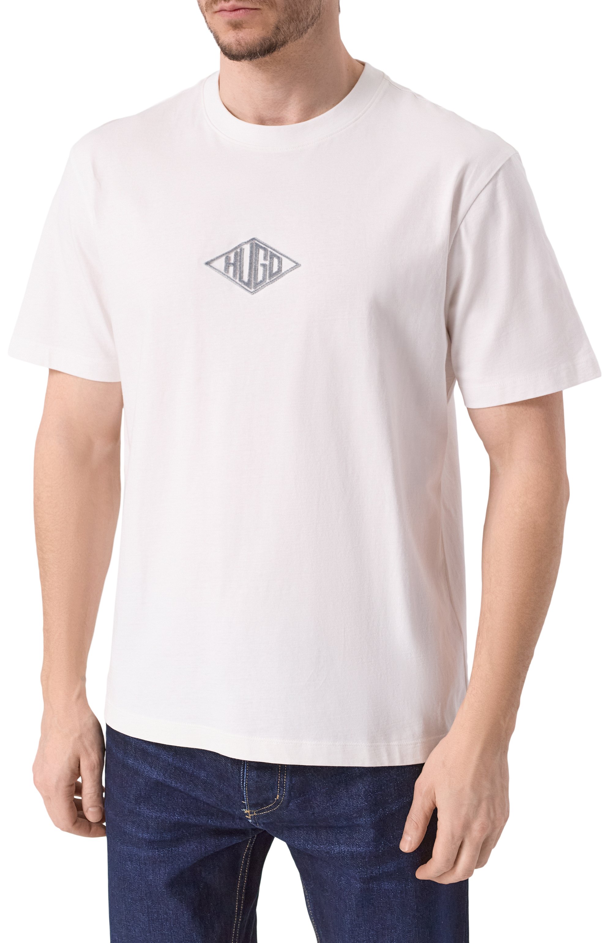 Хлопковая футболка HUGO белого цвета по цене 10500 руб., арт. 50534951, фото 3 Хлопковая футболка HUGO, арт. 50534951, фото 3