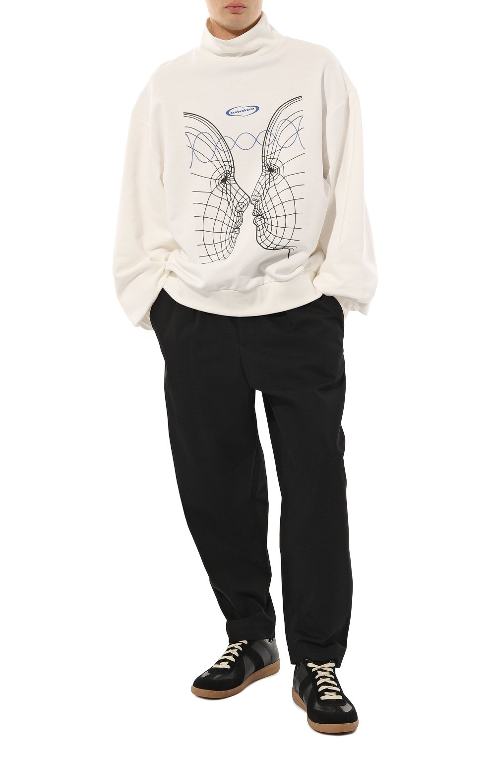 Хлопковый свитшот WHO_AM белого цвета по цене 16900 руб., арт. MSH2-P231-WHT, фото 2 Хлопковый свитшот WHO_AM, арт. MSH2-P231-WHT, фото 2