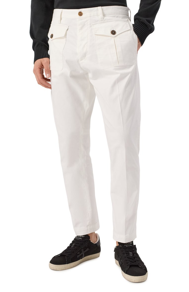 Мужские хлопковые брюки DSQUARED2 белого цвета, арт. S74KB0996/S39021 | Фото 3 (Длина (брюки, джинсы): Стандартные; Материал внешний: Хлопок; Случай: Повседневный; Стили: Кэжуэл; Силуэт М (брюки): Чиносы)