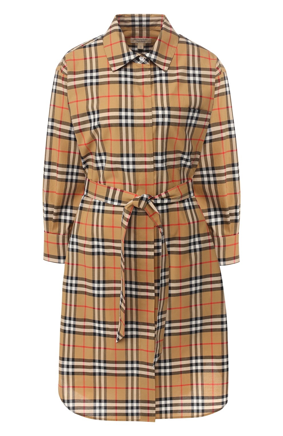 Хлопковое платье-рубашка с поясом BURBERRY, арт. 8003203, фото 1