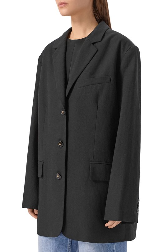 Жакет изо льна и вискозы 12 STOREEZ 126104 Чёрный  126104 Фото 3