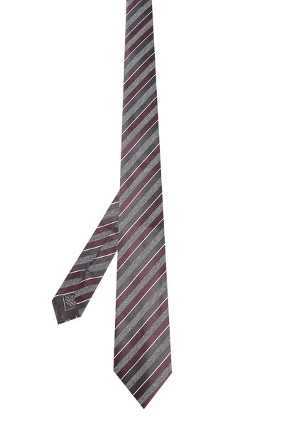 Шелковый галстук в полоску BRIONI серого цвета по цене 26600 руб., арт. 062I00/07471, фото 2 Шелковый галстук в полоску BRIONI, арт. 062I00/07471, фото 2