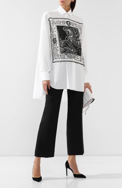 Шелковая рубашка LANVIN черно-белого цвета по цене 93050 руб., арт. RW-T0603T-4180-H19, фото 2 Шелковая рубашка LANVIN, арт. RW-T0603T-4180-H19, фото 2
