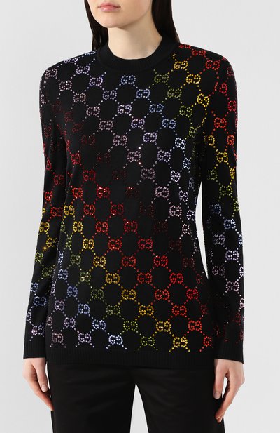 Шерстяной пуловер GUCCI черного цвета по цене 157000 руб., арт. 555038/XKAHY, фото 3 Шерстяной пуловер GUCCI, арт. 555038/XKAHY, фото 3