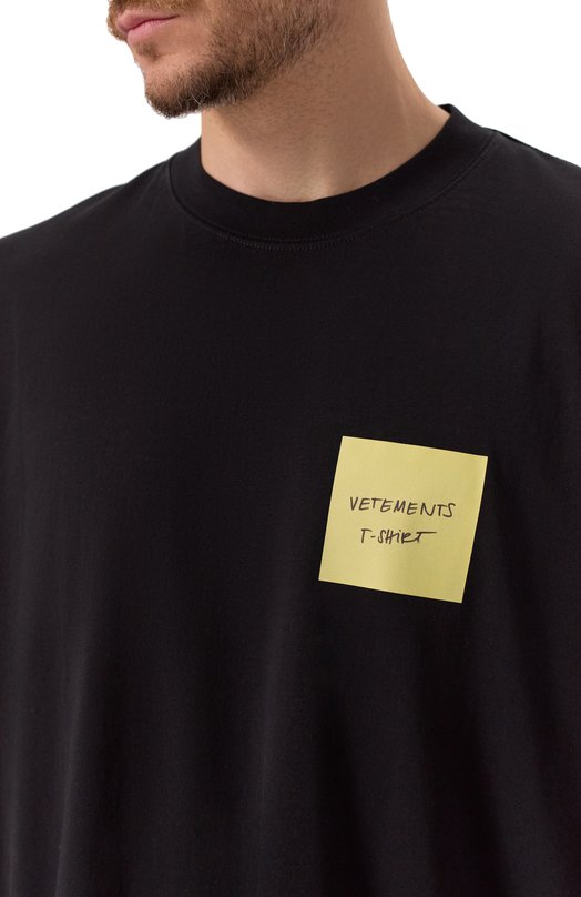 Хлопковая футболка VETEMENTS UE64TR430B/LIGHT JERSEY Чёрный  UE64TR430B/LIGHT JERSEY Фото 5