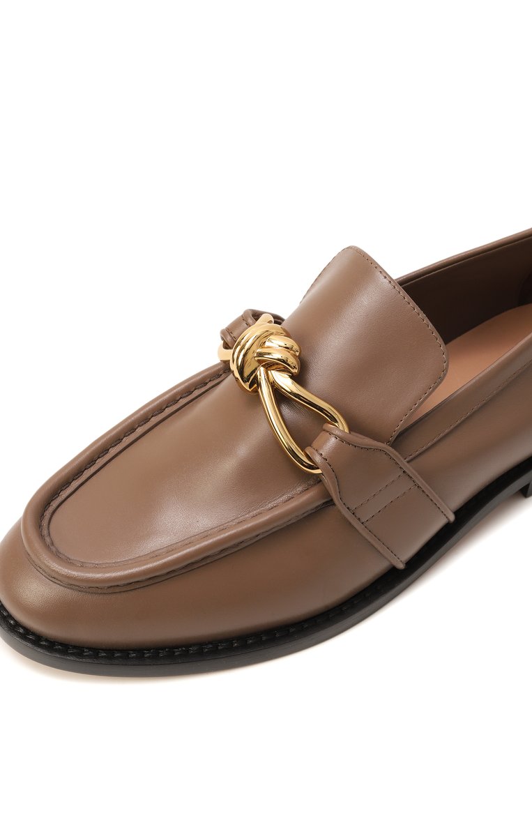 Женские кожаные лоферы astaire BOTTEGA VENETA светло-коричневого цвета, арт. 796697/V5DZ0 | Фото 7 (Материал внешний: Натуральная кожа; Материал внутренний: Натуральная кожа; Каблук высота: Низкий; Подошва: Плоская)