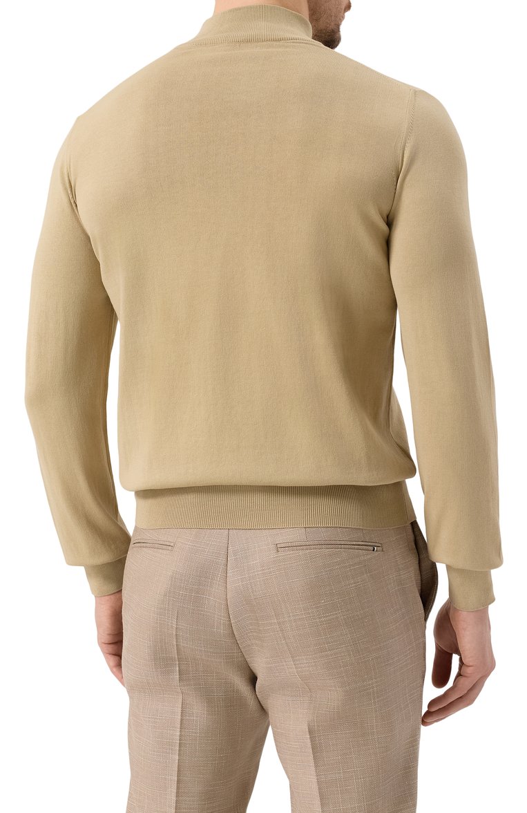Мужской хлопковый джемпер CANALI желтого цвета, арт. C0015/MK00145 | Фот�о 4 (Рукава: Длинные; Материал сплава: Проставлено; Драгоценные камни: Проставлено; Длина (для топов): Стандартные; Вырез: Круглый; Мужское Кросс-КТ: Джемперы; Принт: Без принта; Стили: Кэжуэл; Материал внешний: Хлопок)