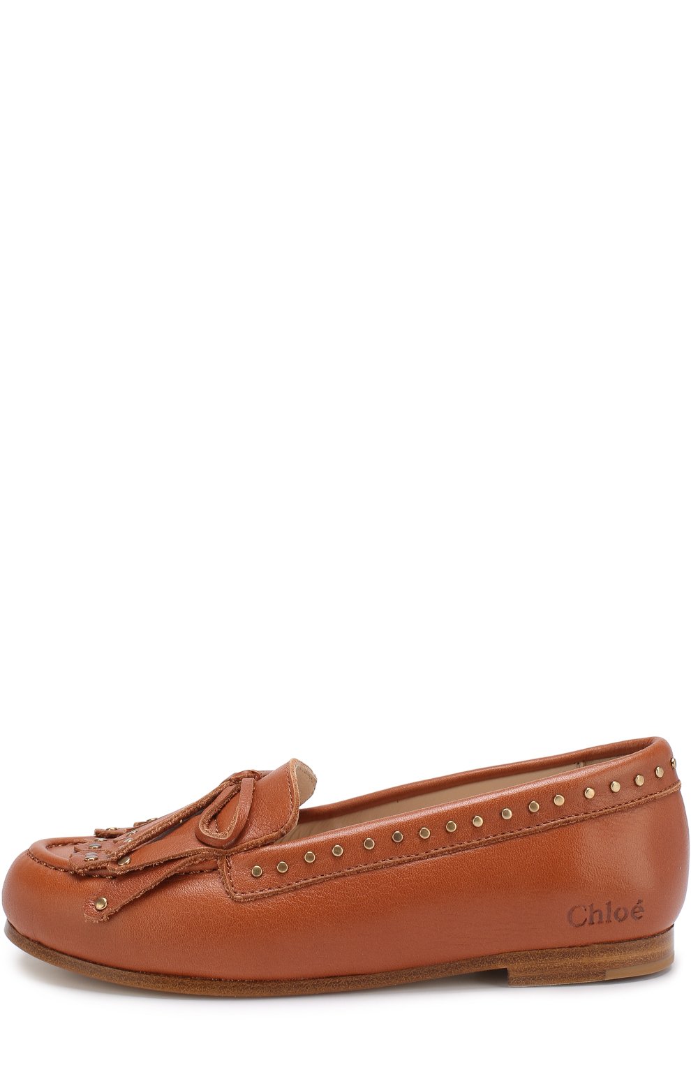Кожаные мокасины с заклепками CHLOÉ коричневого цвета по цене 22950 руб., арт. C19082, фото 2 Кожаные мокасины с заклепками CHLOÉ, арт. C19082, фото 2