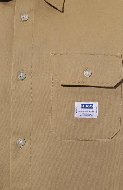 Хлопковая рубашка HUGO BLUE бежевого цвета по цене 10950 руб., арт. 50517871, фото 5 Хлопковая рубашка HUGO BLUE, арт. 50517871, фото 5