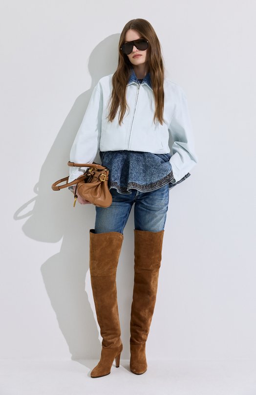 Замшевые ботфорты Eve Chloé CH25W03PRY Коричневый  CH25W03PRY Фото 7