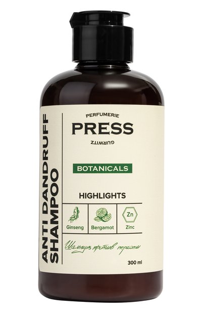 Женский травяной шампунь против перхоти ginseng, bergamot, zinc (300ml) PRESS GURWITZ PERFUMERIE, арт. 4631159193938