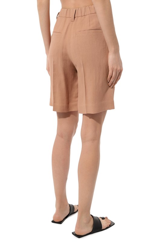 Шорты из вискозы и льна Brunello Cucinelli MH126B1365 Бежевый  MH126B1365 Фото 4